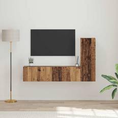 Bænk med hylde vidaXL TV Møbelsæt Med Hylde Vægmonteret 3 Pcs TV-bord