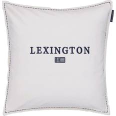 Lexington Logo Organic Cotton Velvet 50x50 cm Navy Cushion Cover White