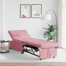 vidaXL Bäddsoffa 3-i-1 Utdragbar Design Rosa Sammet Soffa 3-sits