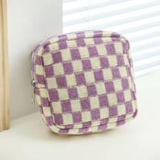Coin Purses Vehhe Checkerboard Knitted Coin Purse Portable - Yellow Purple