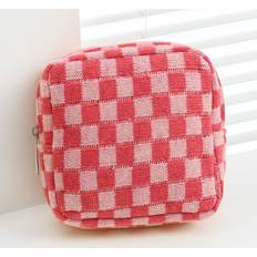 Coin Purses Vehhe Checkerboard Knitted Coin Purse Pink White