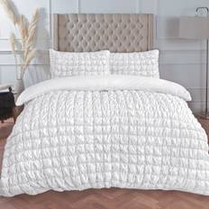 Textiles OHS Quilted Seersucker Set Super King Duvet Cover White