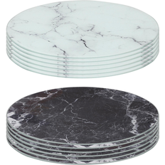 Cloths & Tissues Harbour Housewares Round Glass Placemats 30cm Marble Pack 6 Place Mat