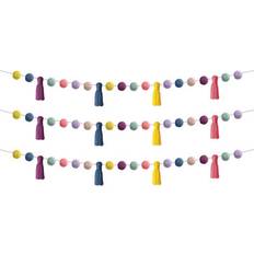 TCR9093-3 Pom-Poms Tassels Garland Pack 3