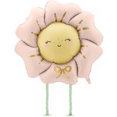 Grøn Talballoner PartyDeco Folieballon Glad Blomst Med Ben 104 x 104 cm Blush Pink