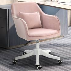 Pink Velvet Feel Fabric Swivel Massage Chair
