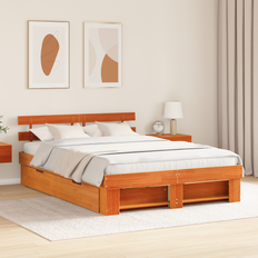 vidaXL Drawer with Headboard with Storage Wax 160 x 200 cm Frame Bed