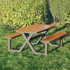 Hortus Bord Bænkesæt X-model Teak Nonwood Antracitstel 176 x 151 cm Havemøbelsæt