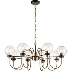 Franklite F2440-8 Equinox 8 Light Fitting Black Gold Pendant Lamp