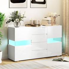 Homcom High Gloss LED Light Storage Cabinet Sideboard