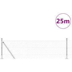 Sølv Hegn vidaXL Hegnstolpe Sæt Sølv Large Galvaniseret Stål 0.4 x 25 m