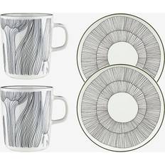 Marimekko Dinner Sets Marimekko Kukat Puhkeavat Frühstücksset 4 Teile White Forest Green Black Service