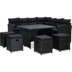 vidaXL 315230 - Black Loungesæt, 1 borde inkl. 1 sofaer