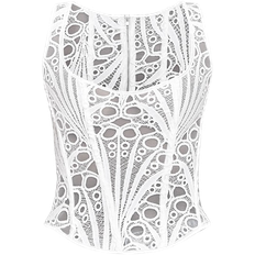 PrettyLittleThing Textured Sheer Floral Square Neck Corset - White