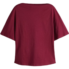 Boat Neck Tops H&M Boat-Neck Cotton Top - Burgundy