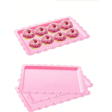 Shein Pink Plastic 1 2 4 6pcs Dessert Plate 36.5cm
