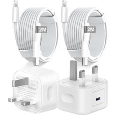 Apple charger cable Nebwoak Apple Fast Charger Plug and cable 2-pack White