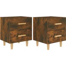 vidaXL 817286 Smoked Oak Nattbord 35x40cm 2st