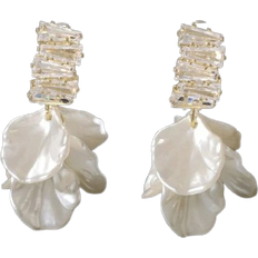 Copper Earrings Shein 1pair French Style White Petal Shaped Drop Earrings
