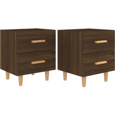 vidaXL 817290 Brown Oak Nattbord 35x40cm 2st