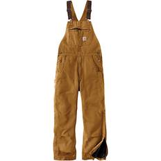 Carhartt Men's Quilt-Lined Washed Insulated Bib Overalls - Brown