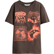H&M Handkontroller T-shirt Med Tryck - Brun
