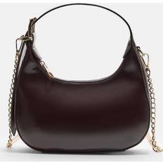 Moon Shoulder Bag With Chain - Brown
