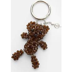 Beaded Bear Charm Keyring - Brown
