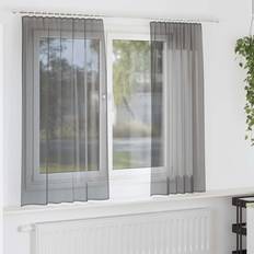 Gardiner & Tillbehör vidaXL Voile Gardiner Med Stångfickor 2 St Mörkgrå