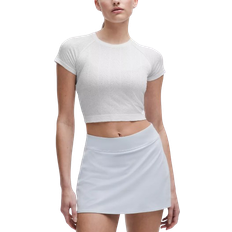 Cropped Skjortor Lululemon Swiftly Pointelle Cropped Short Sleeve Shirt - Herringbone Dot White