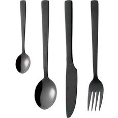 aida Raw Glossy Black Cutlery Set 48pcs