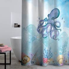 Catherine Lansfield Octopus Shower Curtain Blue 180cm x 180cm