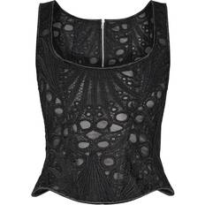 PrettyLittleThing Textured Sheer Floral Square Neck Corset - Black