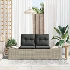 vidaXL 2-Personers Have Med Opbevaring Puder Grå Polyrattan Sofa