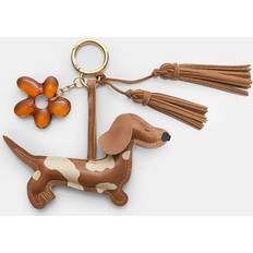 Stradivarius Dog and Flower Charm Keyring - Brown