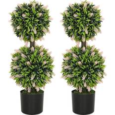 Pink Decorative Items Homcom Set of 2 Potted Plants with Lavender Flowers 70cm Artificial Plant 2pcs