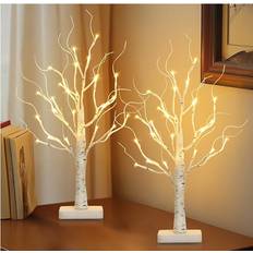 Eambrite Set of 2 White Twig with Lights Christmas Tree