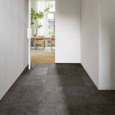 Quick Step Plastic Flooring Quick Step Aquanto Welsh Grey Stone Tile Effect Embossed Flooring 1.9m²
