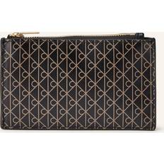 Kortholdere på tilbud Calvin Klein Monogram Logo Top Zip Card Holder - Sand/Sort