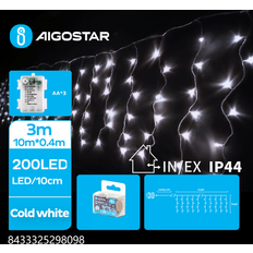 Aigostar 10m Kallvit Batteridriven Istapp 200 LED Ljusslinga