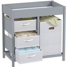 Baby Changing Unit With 4 Drawers Diaper Table Grey