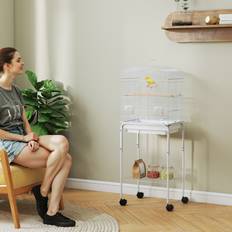 Pawhut Bird Cage for Budgie Finch Canary Parakeet White
