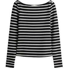H&M Damen Shirt Mit U-Boot-Ausschnitt - Schwarz