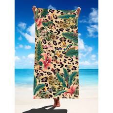 Shein Plant Floral Leaves Leopard Beach Bath Towel Multicolour (150x75cm)