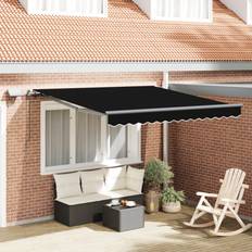 Svarta Terassmarkiser vidaXL Manuell Utdragbar Markis Med LED Svart 300x250 cm
