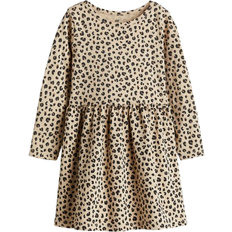 Kleider H&M Printed Cotton Dress - Beige/Leopard Print (1245392018)