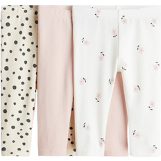 Babies - Leggings Trousers Children's Clothing H&M Cotton Jersey Leggings 3-Pack - Light Pink/Floral (1265835005)