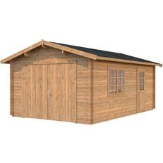 Trä Uthus Palmako Enkelgarage Roger 19,0 m2 (Byggnadsarea 19.8 m²)