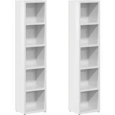 vidaXL 802702 White High Gloss Book Shelf 36.8" 2pcs