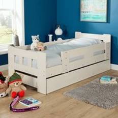 Kids Single Pull Out Trundle Guest Bed Frame White